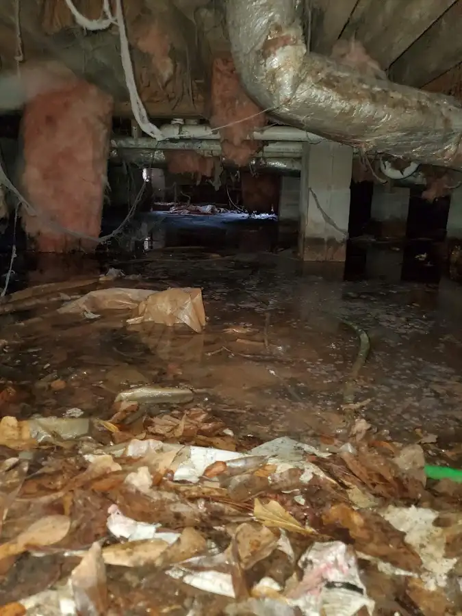 Crawl space flood assessment for Commercial Water Damage Restoration in Wilton