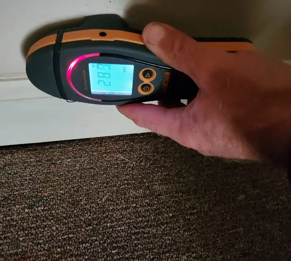Moisture detection at baseboard during Mold Inspection & Testing in Wilton